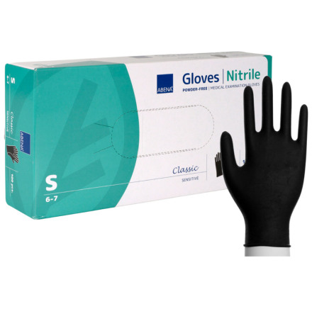 Handske nitril puderfri svart S 100-pack